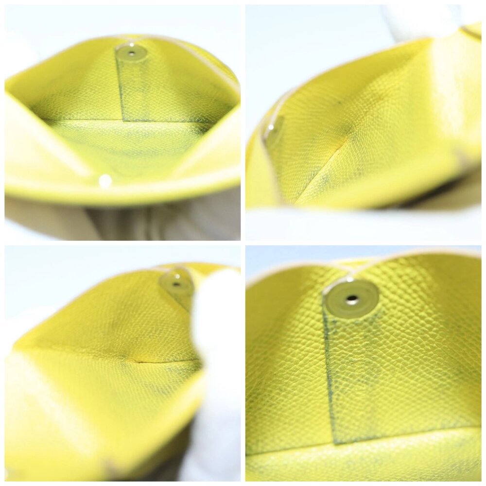 HERMES Bastia Coin Purse Leather Yellow Silver Auth ar12907 - Picture 15 of 16